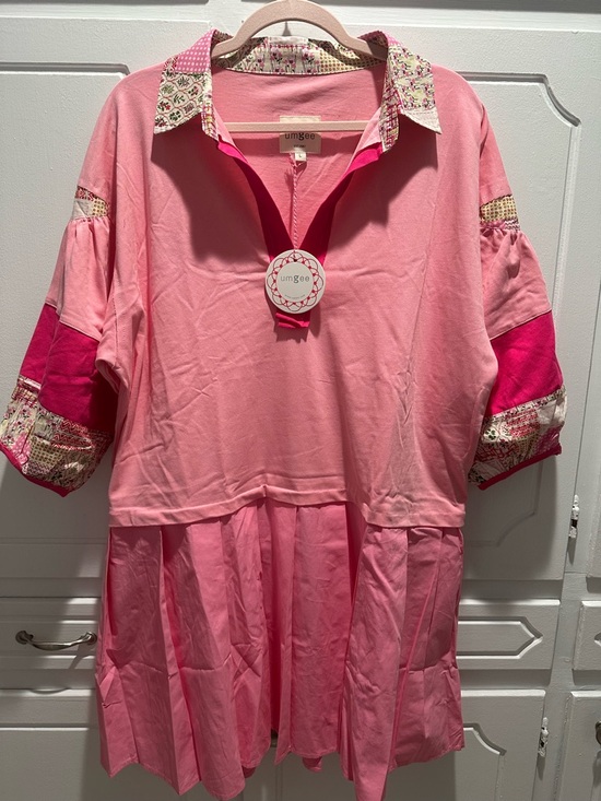 Umgee Dresses & Skirts - Umgee Pink Patchwork Collar Pleated Tunic